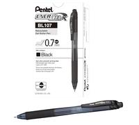 Pentel Energel X BL107, Lot de 12 Rollers encre gel rétractables, Pointe moyenne 0,7 mm, Noir