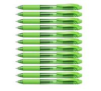Pentel Energel X BL107, Lot de 12 Rollers encre gel rétractables, Pointe moyenne 0,7 mm, Vert clair