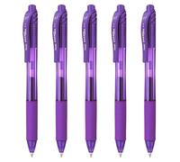 Pentel EnerGel X BL107 - Lot de 5 stylos à encre gel liquide rétractables - 0,7 mm - 84 % recyclé - Violet
