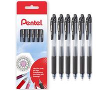 Pentel Energel X BL107 Lot de 6 stylos roller rétractables à encre gel avec pointe de 0,7 mm Noir
