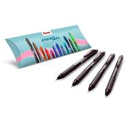 Pentel Energel X BL107, Pack de 4 Rollers encre gel rétractables, Pointe moyenne 0,7 mm, Noir