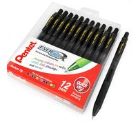 Pentel Lot de 12 BL107 EnergelX Rollers gel rétractable pointe 0,7 mm Noir
