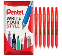 Pentel Energel X BL107 Stylos-rouleaux à encre gel rétractables - Pointe de 0,7 mm - Lot de 6 dans un emballage cadeau en enveloppe (Rouge)