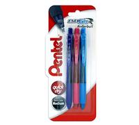 Pentel Energel-XBL107/3-PSV Lot de 3 stylos à bille triple 0,7 mm Rose/bleu ciel/violet