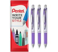 Pentel EnerGel XM BL77 - Lot de 3 stylos à encre gel liquide rétractables - 0,7 mm - 54 % recyclé - dans une enveloppe cadeau - Lilas