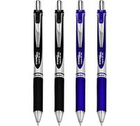 Pentel EnerGel XM BL77 Lot de 4 stylos rétractables à encre gel liquide 0,7 mm 54 % recyclé Noir Bleu