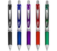 Pentel EnerGel XM BL77 - Lot de 5 stylos à encre gel liquide rétractables - 0,7 mm - 54 % recyclé - Encre noire, bleue, rouge, verte et violette