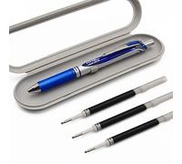 Pentel EnerGel XM BL77 - Stylo à encre gel liquide rétractable - 0,7 mm - 54 % recyclé - Bleu - Comprend un coffret cadeau et 3 recharges LR7 bleues