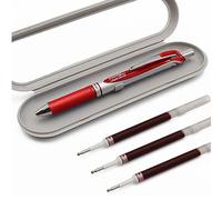 Pentel EnerGel XM BL77 Stylo à encre gel liquide rétractable 0,7 mm 54 % recyclé Rouge Coffret cadeau et 3 recharges LR7 rouges