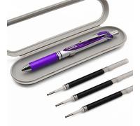 Pentel EnerGel XM BL77 Stylo à encre gel liquide rétractable 0,7 mm 54 % recyclé Violet Coffret cadeau et 3 recharges LR7 Violet