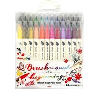 Pentel Feutre Pinceau Bi-Pointe Brushsignpen Twin, Set De 24