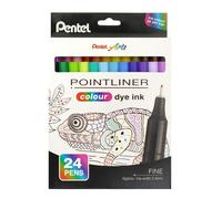 Pentel Feutre Pointliner Colour Dye Ink, Étui De 24
