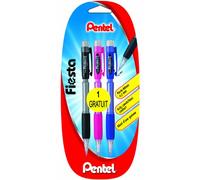 Pentel Fiesta Pack de 2 Porte-mines + 1 Offert Pointe 0,7 mm Noir/Rose/Bleu