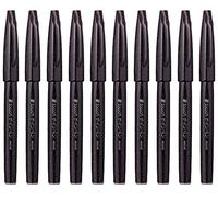 Pentel Fude Touch Brush Sign Pen (SES15C-A),Black Ink, Felt Pen Like Brush Stroke, Value Set of 10 with Ecology Sticky Notes