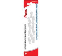 Pentel Hi-Polymer, Lot de 10 capuchons en caoutchouc blanc pour crayons en bois, ZEH02BP10-TG
