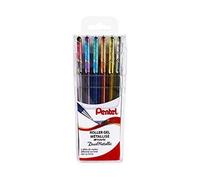 Pentel, Hybrid Dual Metallic K110, Pochette De 6 Rollers Gel Métallisés Et Irisés, Multicolore, Pointe 1mm