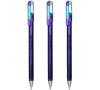 Pentel Hybrid - Dual Metallic - Lot de 3 Rollers à encre gel liquide - K110 - Violet & Bleu métallisé