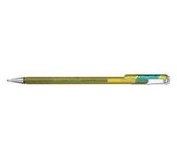 Pentel Hybrid Dual Metallic Rollers encre gel métallique K110, Vert métallique+jaune, Lot de 12