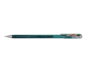 Pentel Hybrid Dual Metallic Rollers encre gel métallique pastel K110, Vert turquoise + Rouge & Vert métallique, Lot de 12