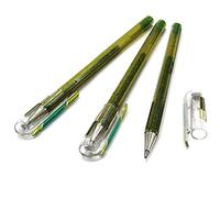 Pentel Hybrid K110 Lot de 3 stylos roller à encre gel liquide Jaune/vert métallique