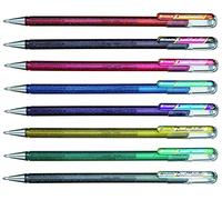 Pentel Stylo à bille roulante Dual Metallic encre gel métallique Couleurs assorties (Paquet de 8)