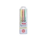 Pentel Surligneurs bi-pointe illumina Flex SLW11P – Pochette de 3 pastel (Jaune, Orange, Vert clair)
