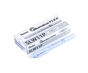 Pentel illumina Flex SLW11P Surligneur bi-pointe pastel, Bleu, Lot de 10