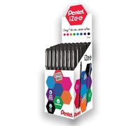 Pentel iZee BX460-A Lot de 48 Stylos bille capuchon avec clip métal, Pointe large 1 mm, Noir