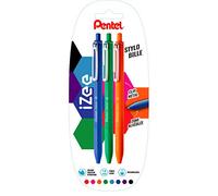Pentel iZee BX470 Lot de 3 stylos-bille iZee rétractables avec clip en métal Bleu/vert/orange