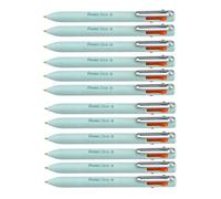 Pentel iZee BXC470-LC, Lot de 12 Stylos bille 4 couleurs encre à faible viscosité orange, rose, bleu ciel, violet, pointe large 1 mm, corps vert menthe
