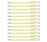 Pentel K108-P Hybrid Milky Lot de 12 Stylos Roller Encre Gel Pastel Jaune x12