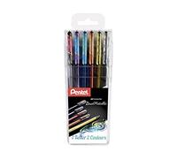Pentel Rollers gel K110 Hybrid Dual Metallic – gel métallisé effet 2 couleurs – Pochette 6 couleurs