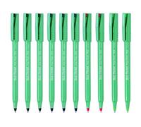 Pentel Lot de 10 stylos roller à encre liquide R50 - Pointe de 0,8 mm de largeur de trait de 0,4 mm - 77 % recyclé - Noir, bleu, rouge et vert