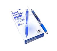 Pentel Roller gel rétractable BL77 EnerGel lot de 12 pointe 0,7 mm séchage rapide Bleu