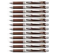Pentel Roller gel BL77 EnerGel rétractable séchage rapide pointe 0,7 mm Marron Lot de 12
