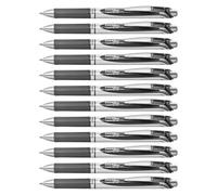 Pentel Lot de 12 BL77 EnerGel Roller gel rétractable séchage rapide pointe 0,7 mm Noir - Lot de 12