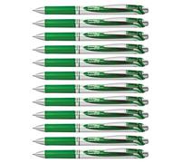 Pentel Lot de 12 BL77 EnerGel Roller gel rétractable séchage rapide pointe 0,7 mm Vert