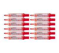 Pentel Lot De 12 Marqueurs Tableau Blanc Easyflo Mw50m Pointe Ogive 2,5 Mm Rouge