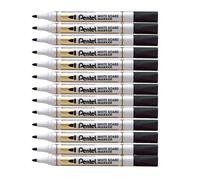 Pentel Marqueurs effaçables tableau blanc MW85-A Pointe conique moyenne encre noire Lot de 12