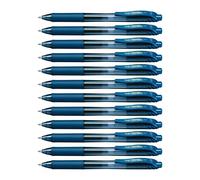 Pentel Lot De 12 Rollers Encre Gel Rétractable Energel X Bl107 Pointe 0,7 Mm Bleu Nuit