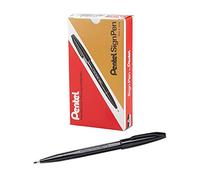 Pentel Lot de 12 S520 Sign Pen Stylo feutre à Pointe fibre fine Noir