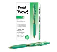 Pentel Lot de 12 BK440 Wow Stylo bille rétractable corps triangulaire confortable Vert