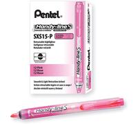 Pentel Lot De 12 Surligneurs Handy-Line S Rétractable/Rechargeable Rose