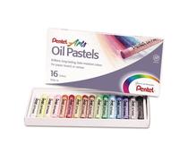 Pentel huile Pastel Set, Black/Blue/Brown/Green/Grey/Orange/Pink/Purple/Red/White, Pack of 16