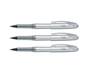 PENTEL Lot de 3 Feutres plume Tradio TRJ74 corps gris Alu encre Noire