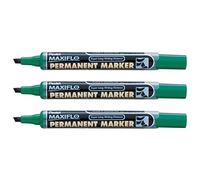 PENTEL Lot de 3 Marqueurs permanent MAXIFLO, Pointe biseautée, Vert