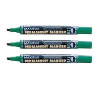 Pentel Lot De 3 Marqueurs Permanent Maxiflo, Pointe Biseautée, Vert