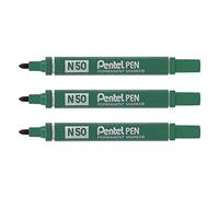 PENTEL Lot de 3 Marqueurs permanent N50 Pointe Ogive 2 mm Vert