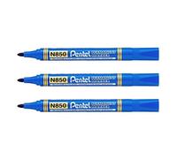 PENTEL Lot de 3 Marqueurs Permanent N850 Pointe Conique Bleu