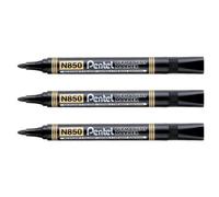 Pentel Lot De 3 Marqueurs Permanent N850 Pointe Ogive 1,5mm Noir